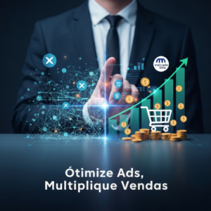 Digital illustration showing the transformation from common Mercado Livre Ads errors (tangled data, downward graph) to optimized sales (upward graph, flowing coins), with a hand guiding the process, illustrating "7 Erros Comuns no Mercado Livre Ads que Prejudicam Suas Vendas (e Como Evitá-los)".