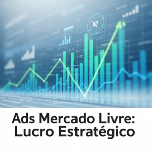 Conceptual image illustrating advanced Mercado Livre Ads strategies, showing upward-trending financial graphs and digital data streams in vibrant green and corporate blue, symbolizing ROAS optimization and increased profitability.