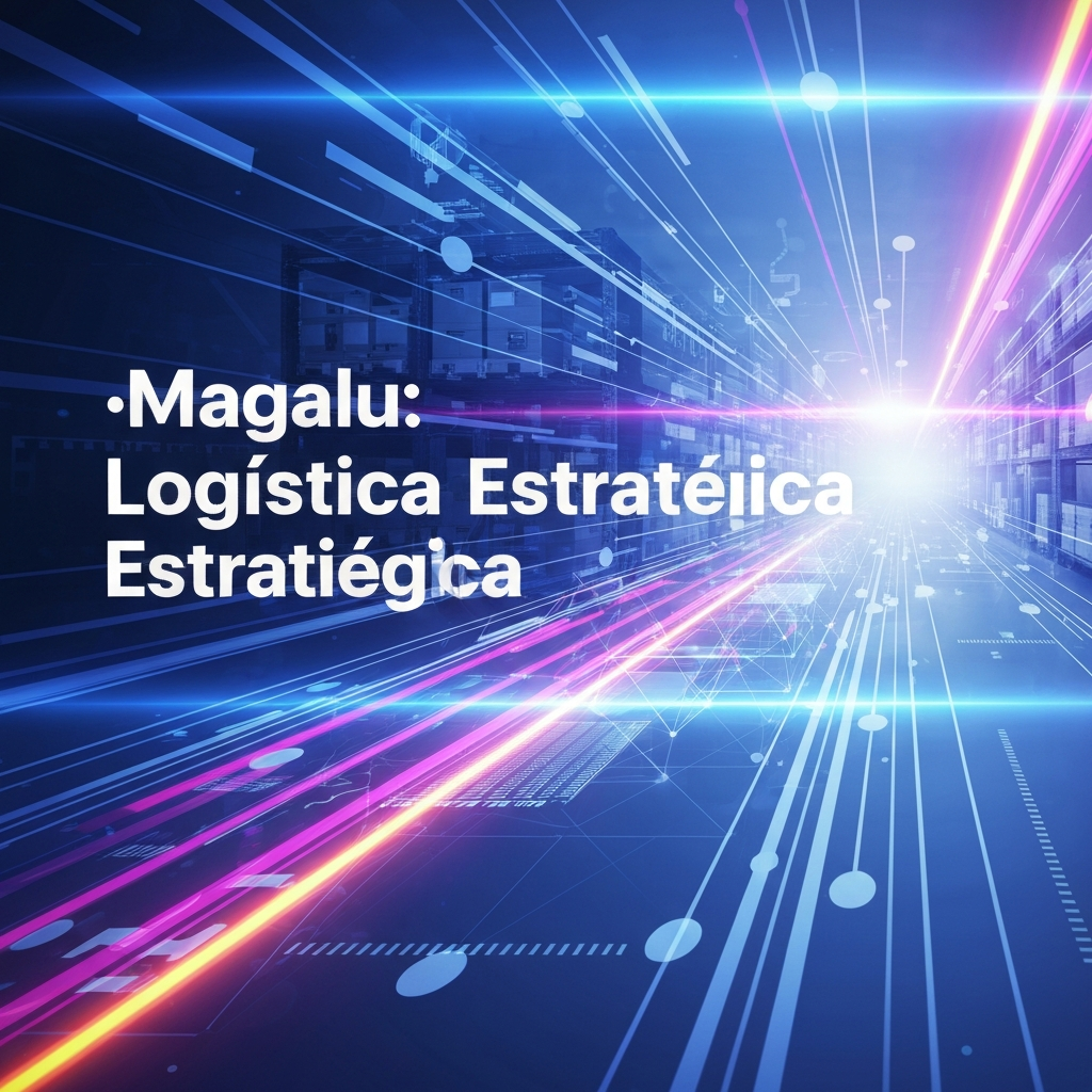 A modern, dynamic visual representing advanced logistics optimization for Magalu sellers, featuring interconnected digital networks, data flow, and abstract warehouse elements, with the headline "Magalu: Logística Estratégica" overlaid. This image illustrates the core concepts of "Otimização Logística no Magalu: 5 Estratégias Avançadas para Vendedores de Alta Performance."