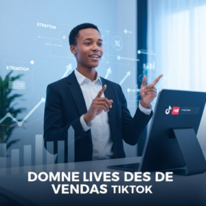 A professional presenter engaging with a TikTok live sales stream on a large screen, surrounded by digital growth graphics, illustrating 10 advanced strategies for success in TikTok live sales.