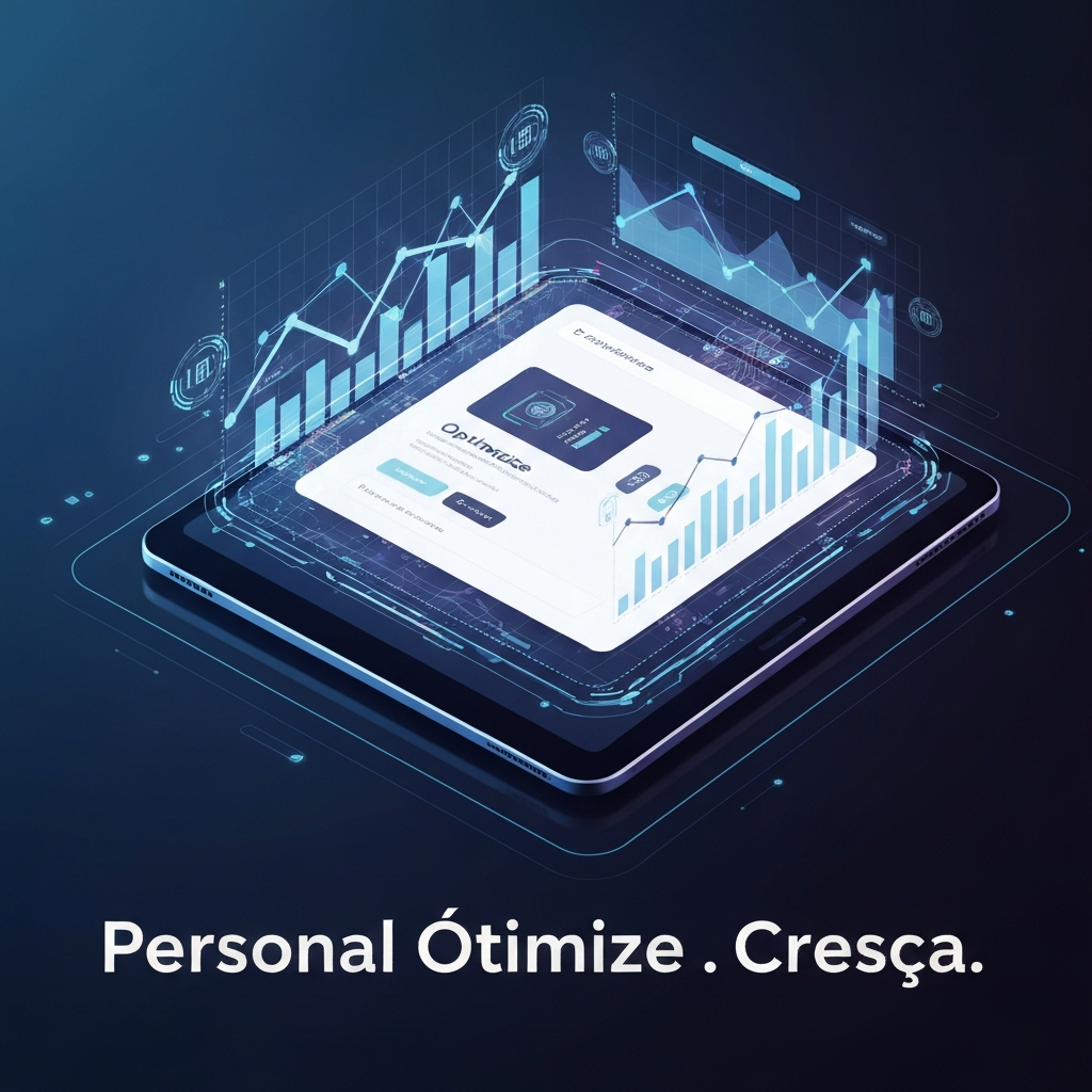 Visualização de dados e interface digital representando 'Além do Básico: Estratégias Avançadas de Personalização para Aumentar a Receita do seu E-commerce', com gráficos de crescimento e elementos de IA.