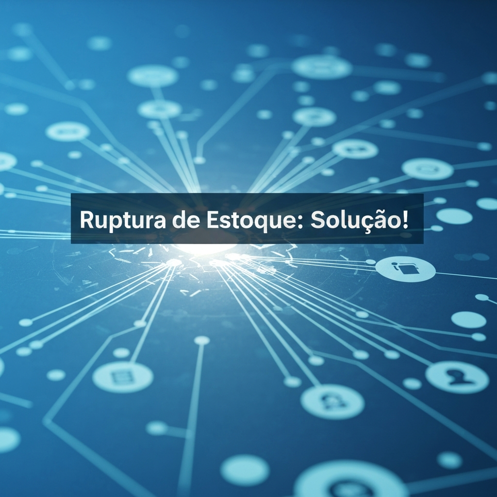 Conceptual image showing a digital network with a seamlessly connected flow, symbolizing the solution to stockouts in marketplaces. The image addresses the article "Ruptura de Estoque em Marketplaces: 5 Causas e Como Solucionar," highlighting efficient inventory management.
