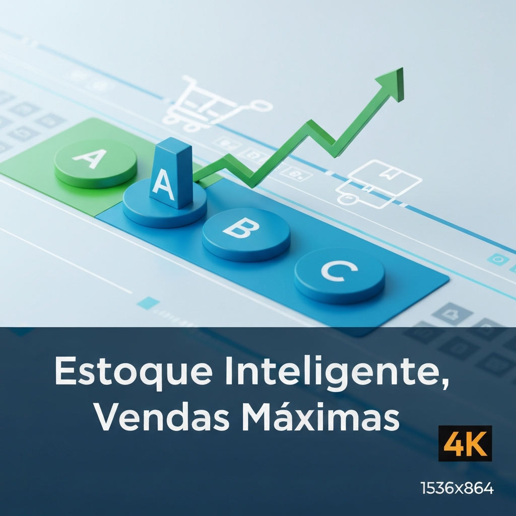 An illustration showing the ABC curve concept applied to inventory management, with data points and growth arrows, helping businesses understand how to apply the ABC curve in stock to sell more in marketplaces.