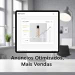 A digital screen displaying an optimized marketplace product listing with positive sales metrics and an upward trend, representing strategies to sell more and optimize ads in marketplaces.