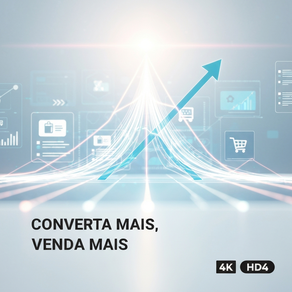A conceptual image showing digital data streams converging into an upward growth graph, symbolizing the optimization of ads in marketplaces and increased conversion. The image visually represents the article "Otimização de Anúncios em Marketplaces: 7 Técnicas para Converter Mais".