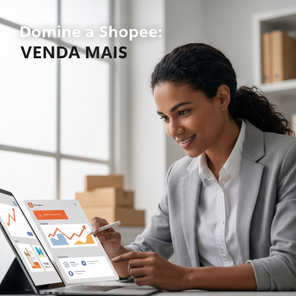 Imagem de um empreendedor(a) utilizando um tablet com interface de e-commerce, simbolizando o sucesso e a estratégia para vender na Shopee. O que é a Shopee e como funciona para vendedores? Guia Completo 2024.